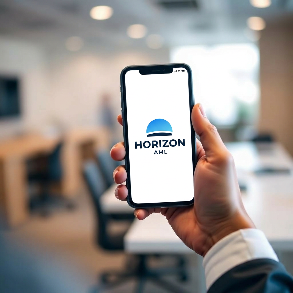 Compliance professional using the Horizon AML mobile app